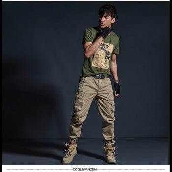 High quality khaki casual pants men military tactical joggers camouflage cargo pants multi-pocket fashions black army trousers sport9s